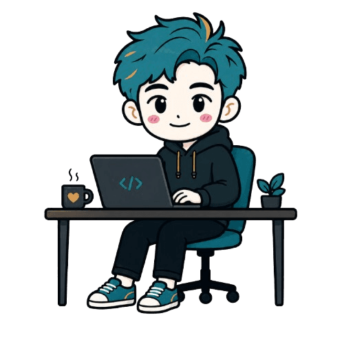 Thomas studying in dark mode