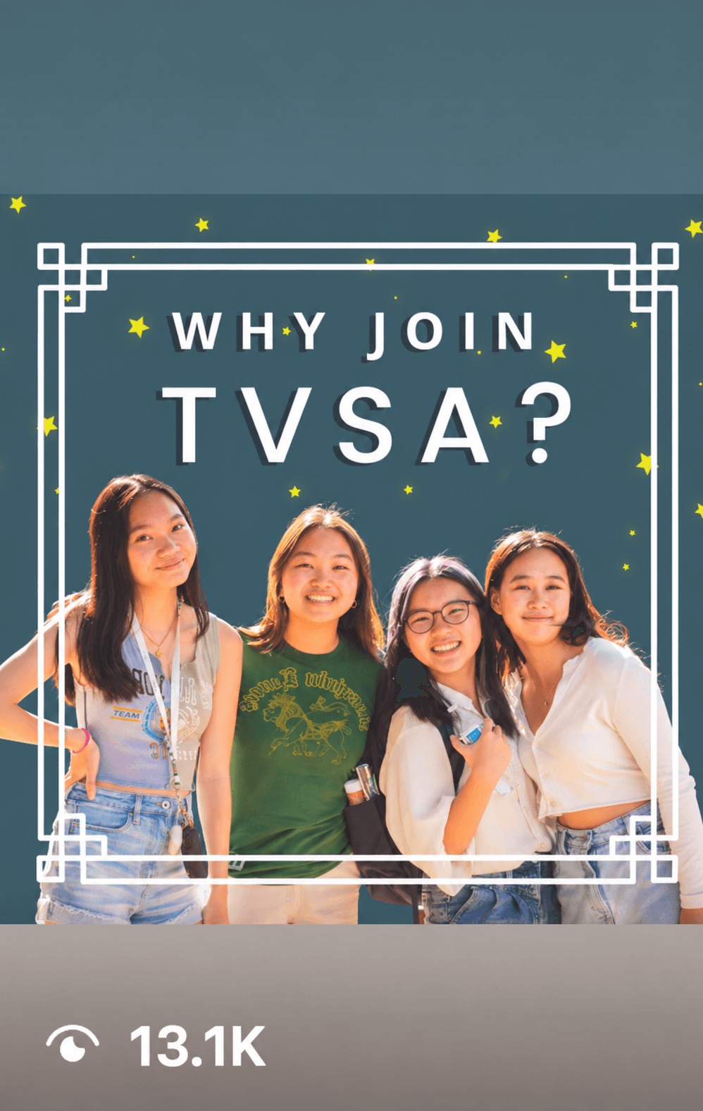 Why join TVSA Instagram video thumbnail showing four members and 13.1K views